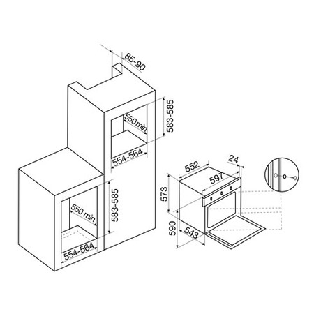 Technical drawing Gas oven fan assisted - GFEV21IX - Glem Gas