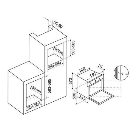 Technical drawing Multifunctions Oven 5 functions - GFM52IX - Glem Gas