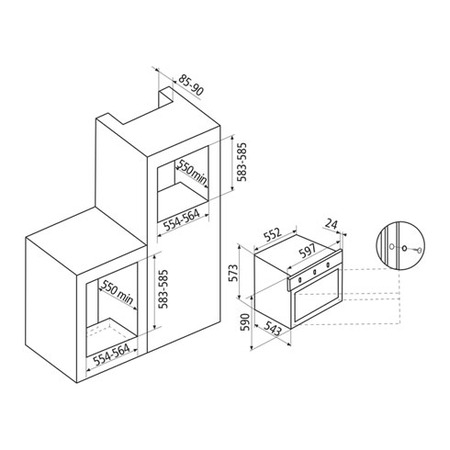 Technical drawing Oven Multifunction - GFP93BK - Glem Gas