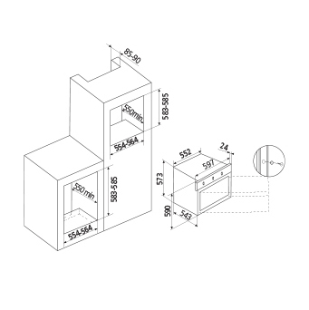 Dessin technique Four multifonction 9 Fonctions - GFS92IX - Glem Gas