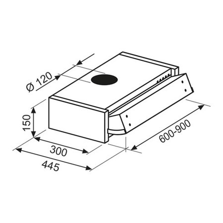 Disegno tecnico Cappa Sottopensile Estraibile 90 cm - GHE901SI - Glem Gas
