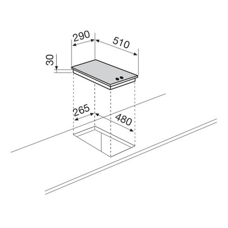 Technical drawing Domino electric Hob 30 cm - GT320IX - Glem Gas