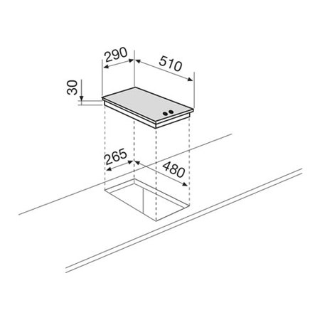 Disegno tecnico Piano cottura da 30 cm - GT32IX- - Glem Gas
