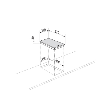 Technical drawing 30 cm 2 Burners Gas hob - GT32IX - Glem Gas