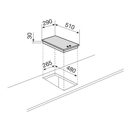 Disegno tecnico Piano cottura da 30 cm - GT32SA - Glem Gas