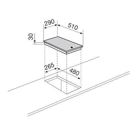 Technical drawing Domino electric 30 cm - GT3BIX - Glem Gas