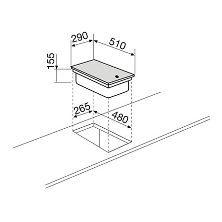 Technical drawing Domino electric 30 cm - GT3FIX - Glem Gas