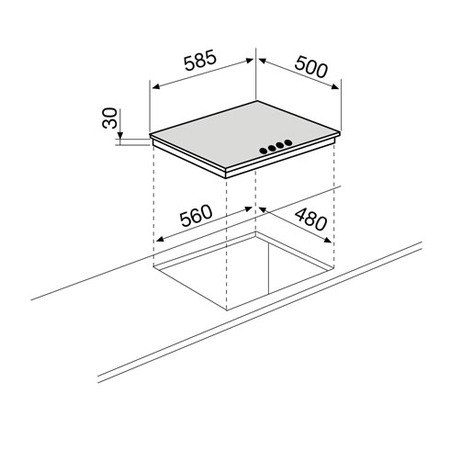 Technical drawing Gas Hob 60 cm - GT645IX - Glem Gas