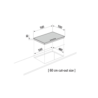 Technical drawing Gas hob - GT645IX - Glem Gas