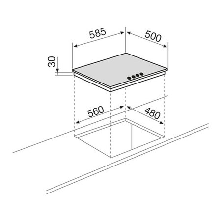 Disegno tecnico Piano cottura da 60 cm - GT64BK - Glem Gas