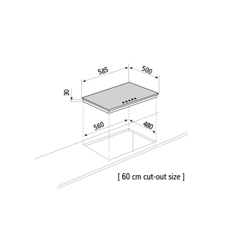 Technical drawing Gas hob - GT64HIX - Glem Gas