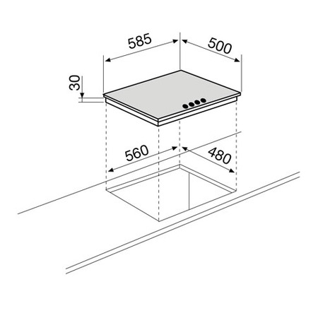 Technical drawing Gas Hob 60 cm - GT64IX - Glem Gas