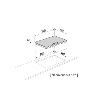 Technical drawing Gas hob - GT64IX - Glem Gas
