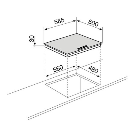 Technical drawing Gas Hob 60 cm white - GT64WH - Glem Gas