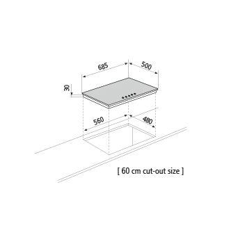 Technical drawing Gas hob - GT755IX - Glem Gas