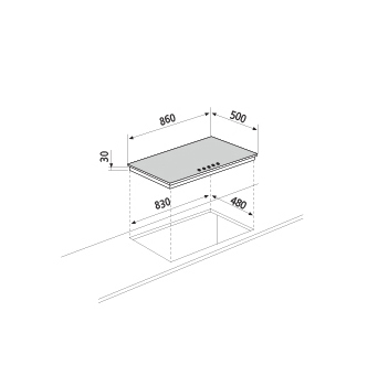 Dessin technique Table gaz - GT955BK - Glem Gas