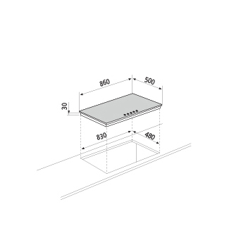 Technical drawing Gas hob - GT955HBK - Glem Gas