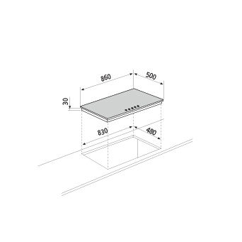 Technical drawing Gas hob - GT955HWH - Glem Gas