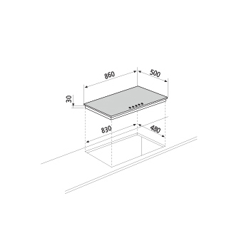 Dessin technique Table gaz - GT955IX - Glem Gas