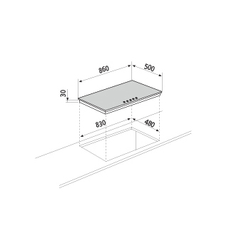 Dessin technique Table gaz - GT955WH - Glem Gas