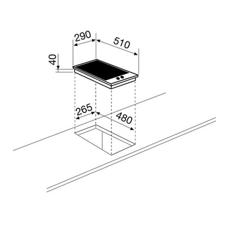 Technical drawing Ceramic domino electric 30 cm - GTH32KIX - Glem Gas