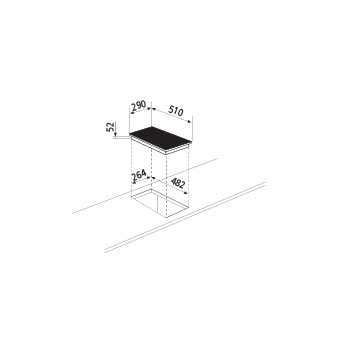 Technical drawing Induction Hob 2 zones - GTI322 - Glem Gas