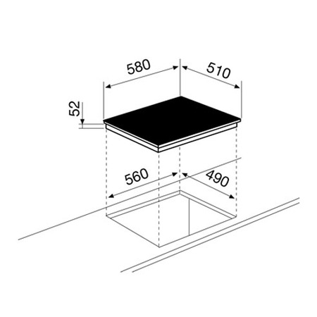 Technical drawing Induction hob 60 cm - GTI642 - Glem Gas