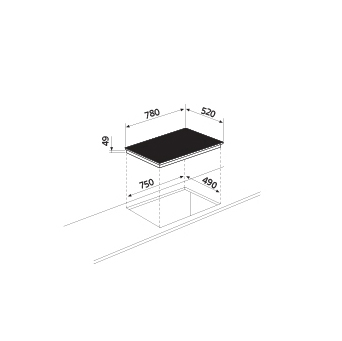 Dessin technique Table à induction - 4 foyers - GTIP84BK - Glem Gas