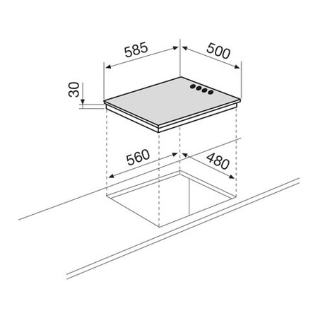Disegno tecnico Piano cottura da 60 cm - GTL647IX- - Glem Gas