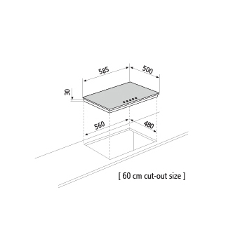 Dessin technique Table gaz - GTL64IX - Glem Gas