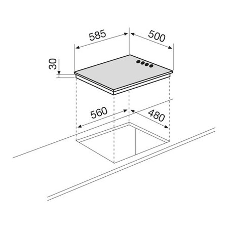 Disegno tecnico Piano cottura da 60 cm - GTL64WH- - Glem Gas