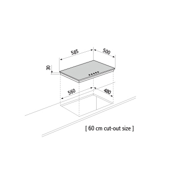 Dessin technique Table gaz - GTL64WH - Glem Gas