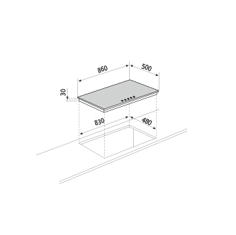 Technical drawing Gas hob - GTL955BK - Glem Gas