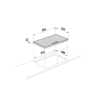 Technical drawing Gas hob - GTL955IX - Glem Gas