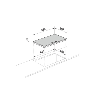 Technical drawing Gas hob - GTL955WH - Glem Gas