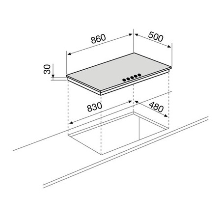 Technical drawing Gas Hob 90 cm - GTL968IX - Glem Gas