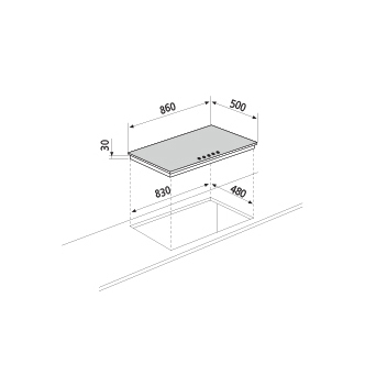 Technical drawing Gas hob - GTL968IX - Glem Gas