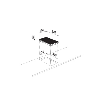 Dessin technique Table à induction - 2 foyers - GTPN42BK - Glem Gas