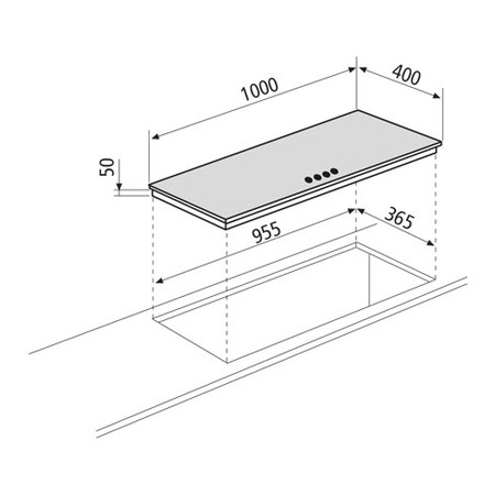 Technical drawing 4 Burners Gas hob - GVP145HBK - Glem Gas