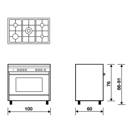 Technical drawing Static electric oven - electric grill - M165EI - Glem Gas