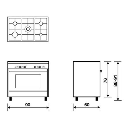 Technical drawing Multifunction elettric oven - M9659I - Glem Gas