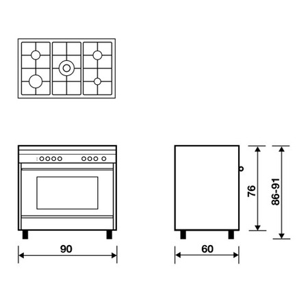 Technical drawing Static Gas Oven Grill gas - M965GI - Glem Gas