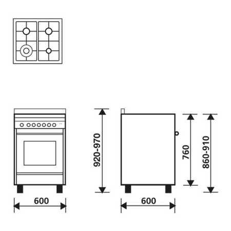 Diseño técnico Horno a gas multifunción con ventilador - MQ6613RI - Glem Gas