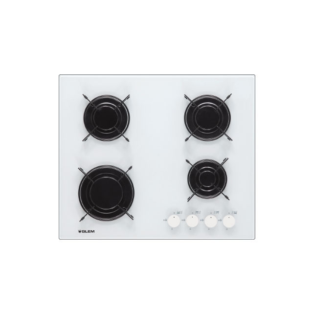 Table verre gaz 4 foyers 60 cm blanche - GV64WH Table verre gaz 4 foyers 60 cm blanche - GV64WH