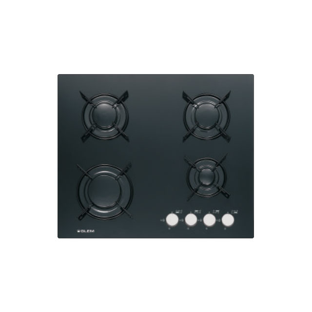 Table verre gaz 4 foyers 60 cm noire - GV64BK Table verre gaz 4 foyers 60 cm noire - GV64BK