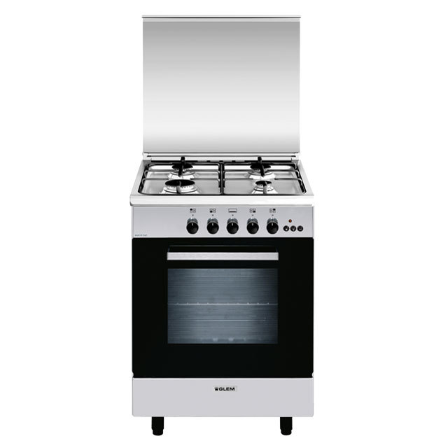 Cuisinière gaz émail lisse 60 x 60 cm inox