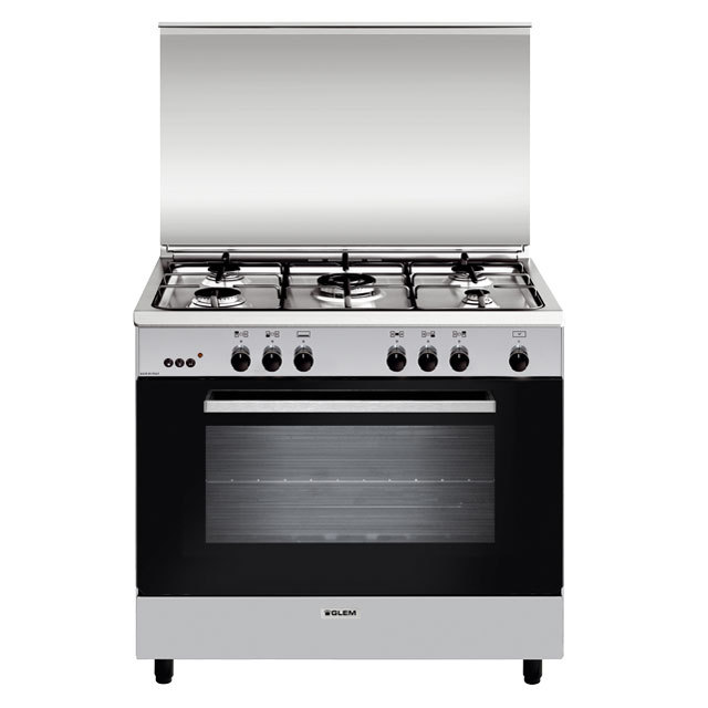 Cuisinière gaz émail lisse 90 x 60 cm inox