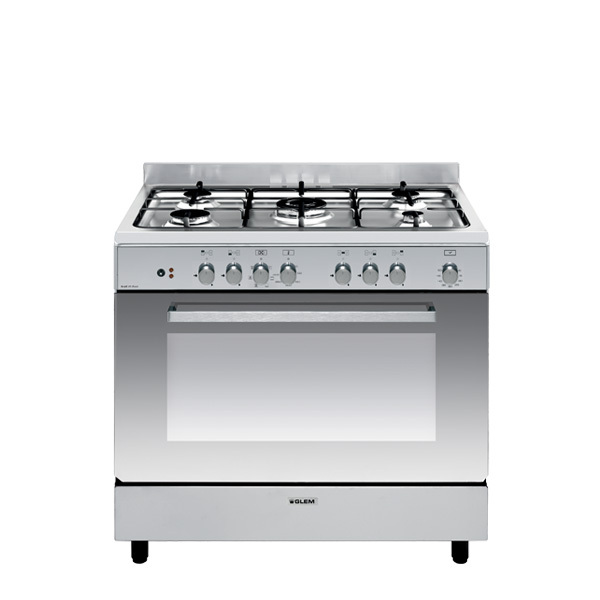 Cuisinière 90cm 5 gaz 2 fours electrique Glem GXD96CVBR - Vigier