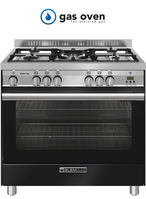 90cm Gloss Black GAS Cooker