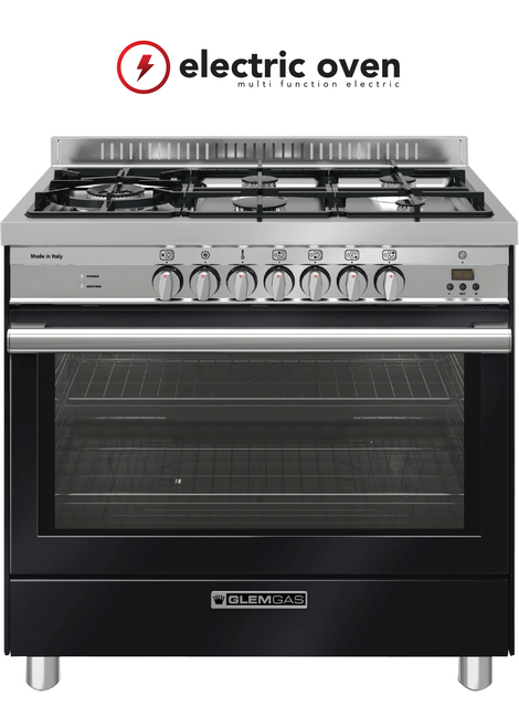 PREMIUM Gloss Black 90cm Dual fuel Cooker